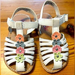 Rachel Shoes. Size 8. So Cute and Comfy white sandals with glittery flowers
